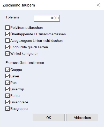 Zeichnung säubern
